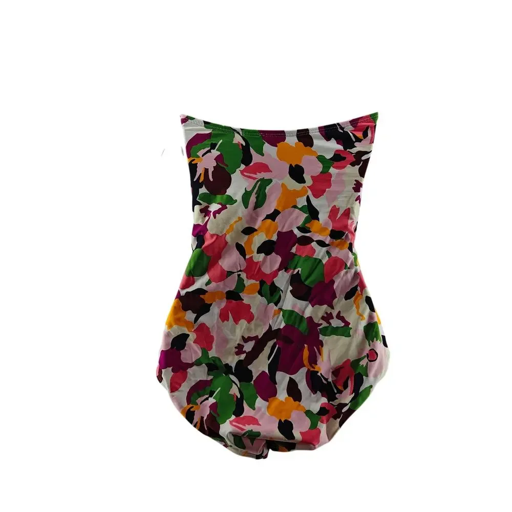 Anne Cole One Piece Sun Blossom Twist Front Bandeau Swimsuit Size 10